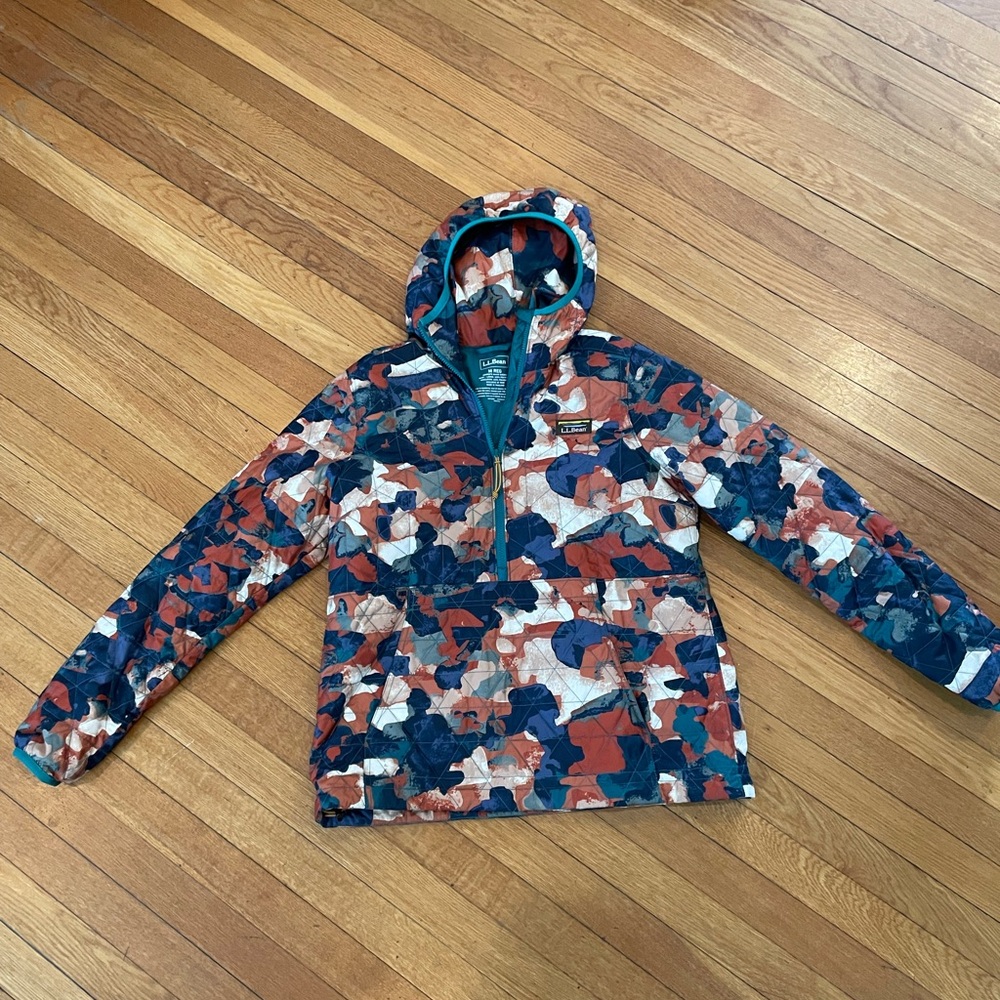 L.L. Bean Puffer Jacket Orange and Blue Vibrant Design - Picture 4 of 4